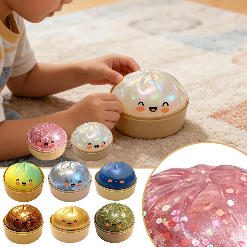 Giant Squishy Dumpling Fidget Toy Cute Stress Relief Slow Rising Glitter Ball Desk Decompression Decor Home Office Oasis Select