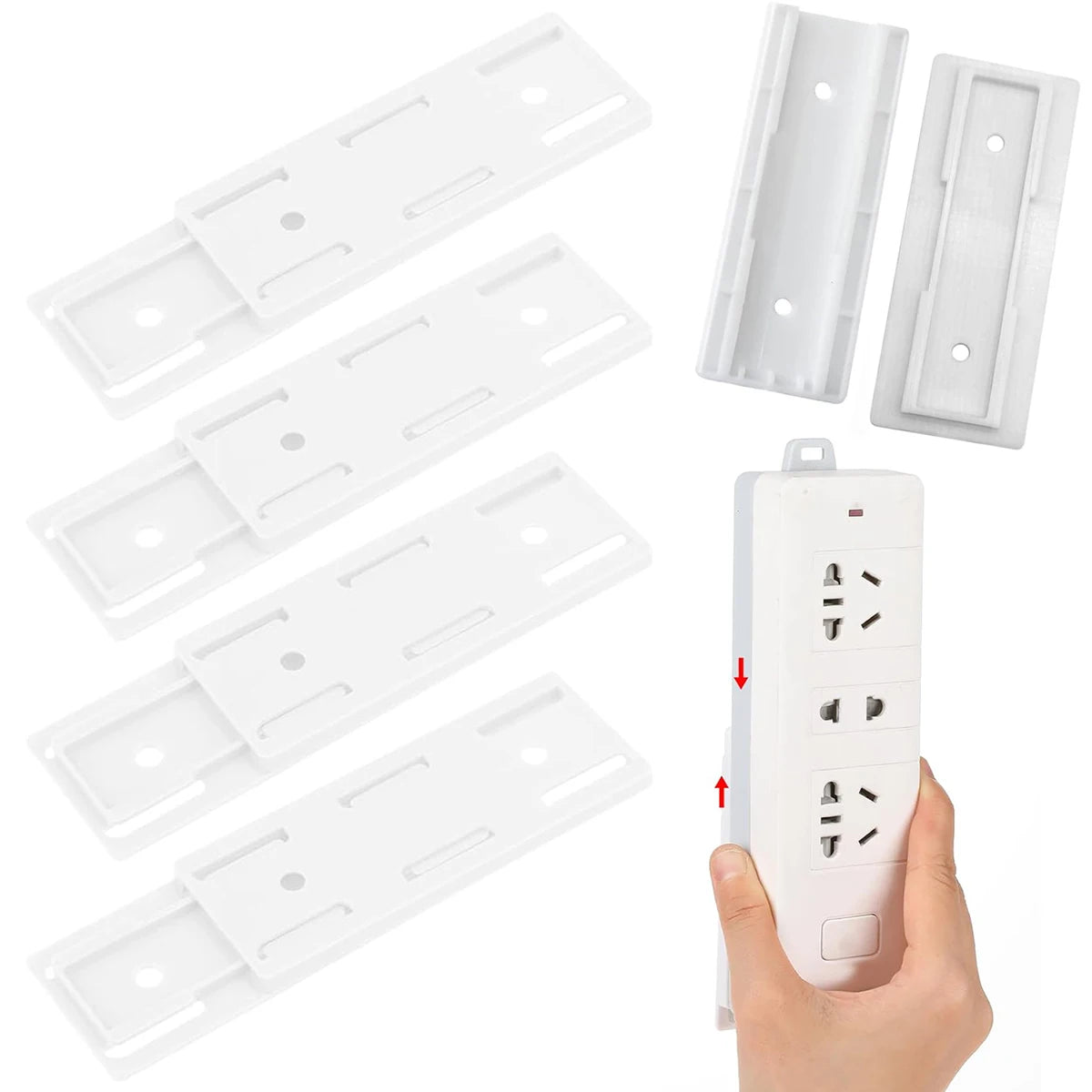 2/4pcs Adhesive Power Strip Holder Under Desk Mount Surge Protector Organizer No Drill Cable Management Gaming Home Office Setup Oasis Select