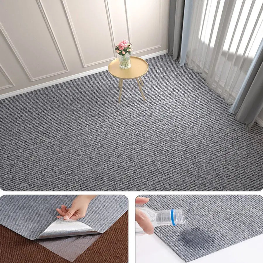 Solid Color Room Decoration Self-adhesive Carpet Living Room Staircase Home Decor Water Uptake Bedroom Rug Bathroom Kitchen Rugs Oasis Select