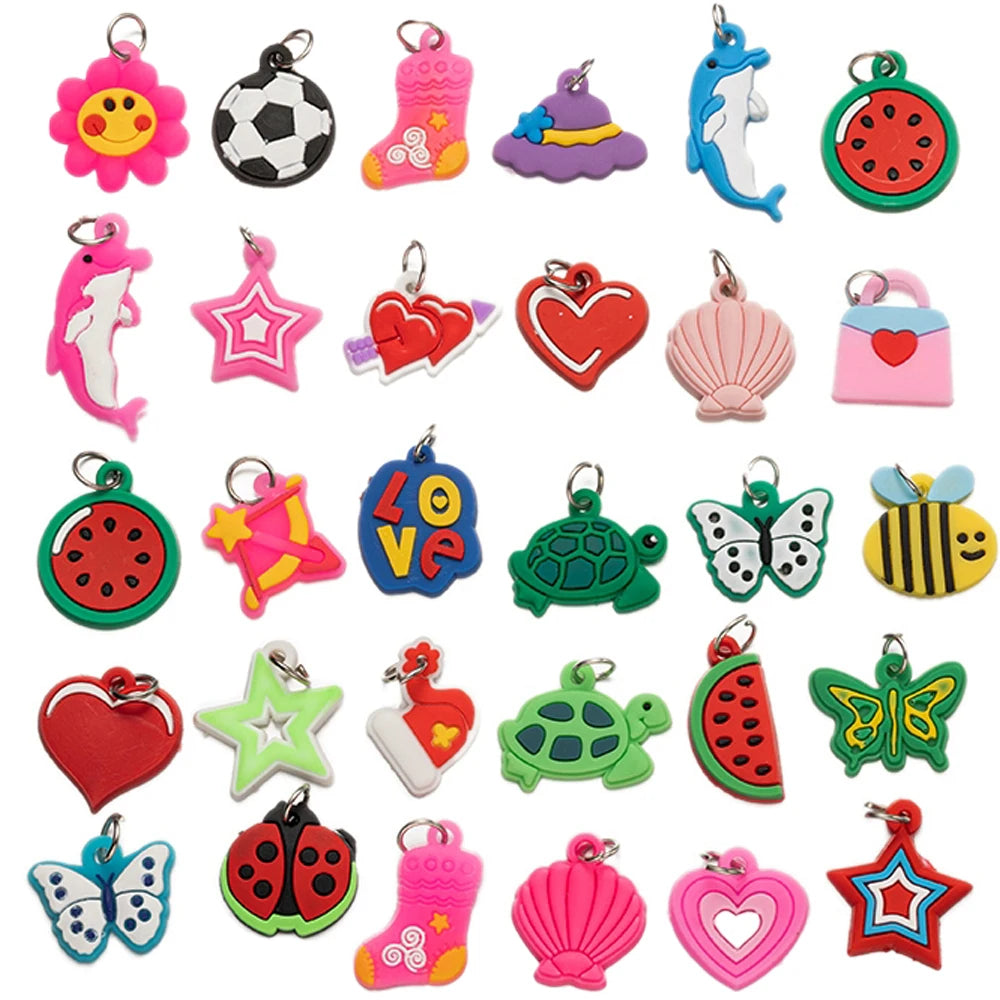 10/30/50Pcs Random Colorful Rubber Loom Band Bracelets Charms For DIY Necklace Toy Pendant Jewelry Making Supplies Accessories Oasis Select