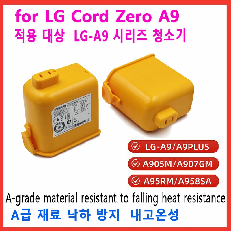 6000mAh CordZero Battery for A9/P9/A9S Vacuum, KC Certified, Compatible with EAC63382201/04 LG CordZero A9 Battery Replacement 。 Oasis Select