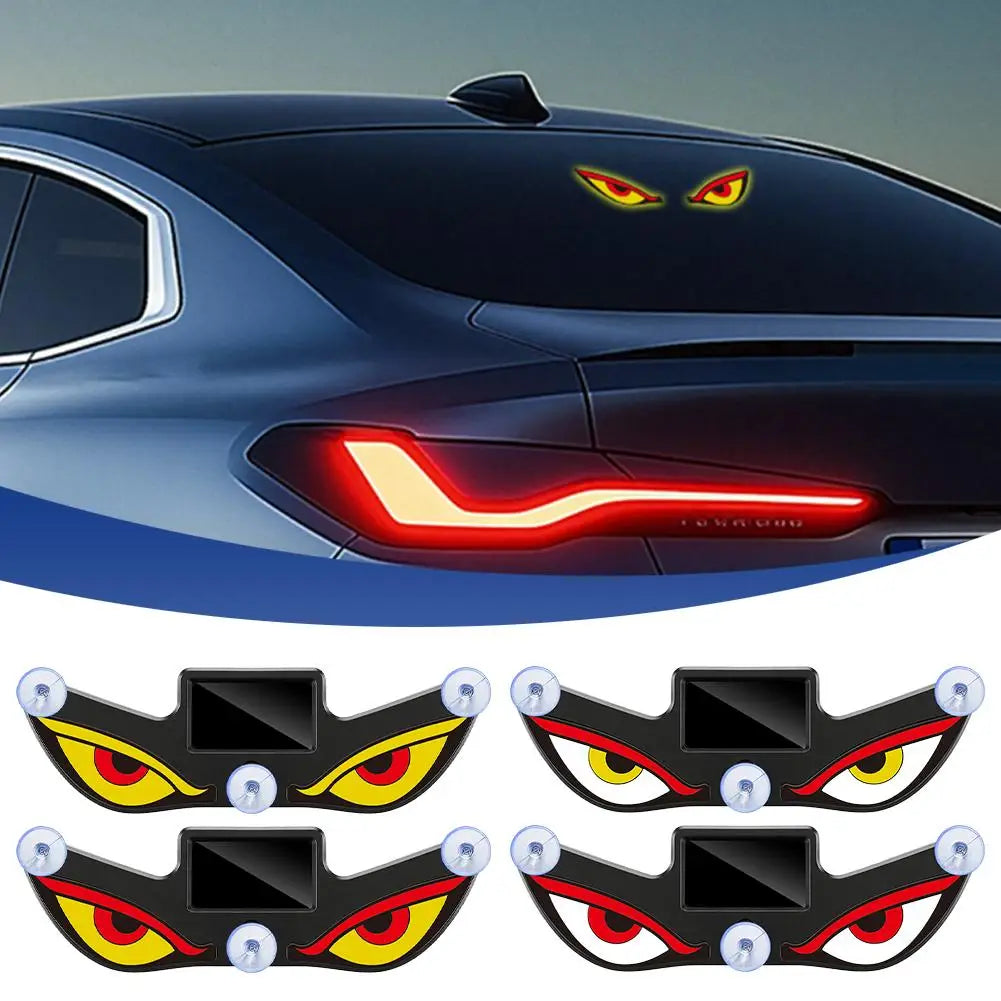 Cool Demon's Eye Car LED Light Solar Powered Blinking Moving Eyes Car Decoration Lamp Rear Windshield Atmosphere Light Oasis Select