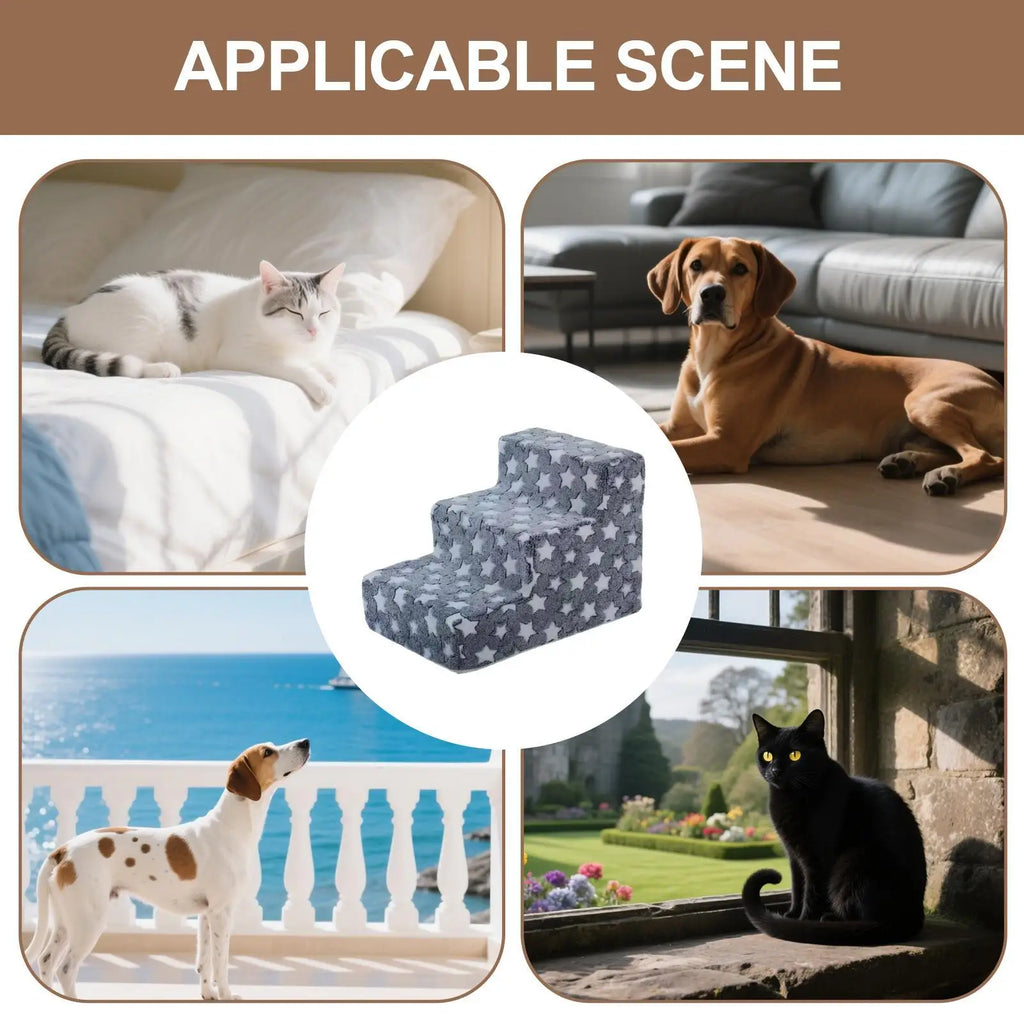 Dog Steps 3 Steps Dog Stairs for Small Cats Climbing Removable Non-Slip Climbing Pet Ramp Washable Cat Ladder for Chair Sofa Oasis Select
