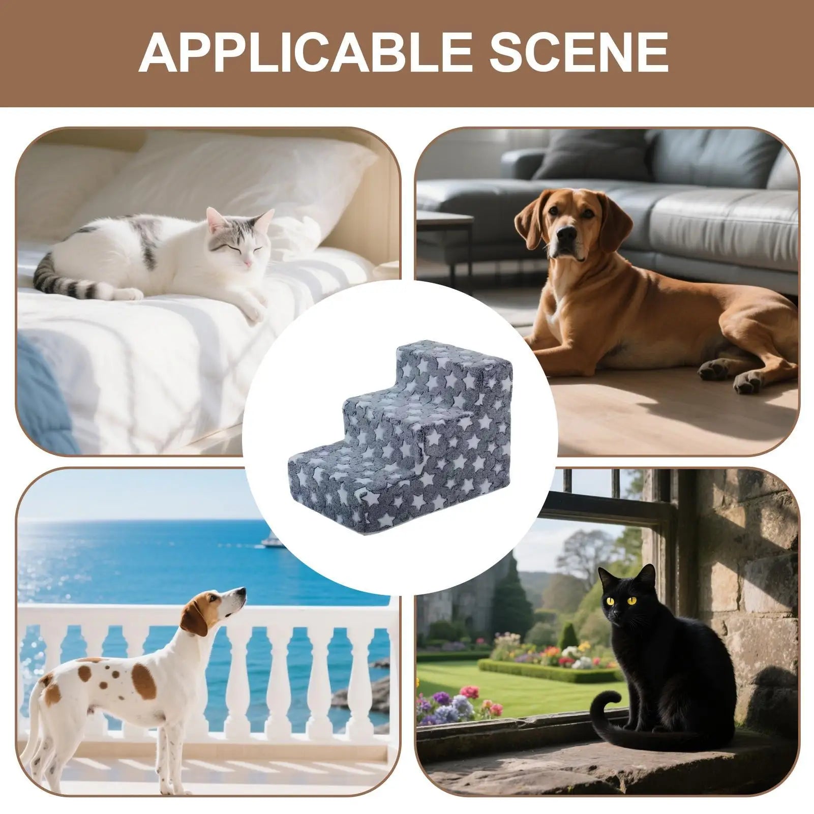 Dog Steps 3 Steps Dog Stairs for Small Cats Climbing Removable Non-Slip Climbing Pet Ramp Washable Cat Ladder for Chair Sofa Oasis Select