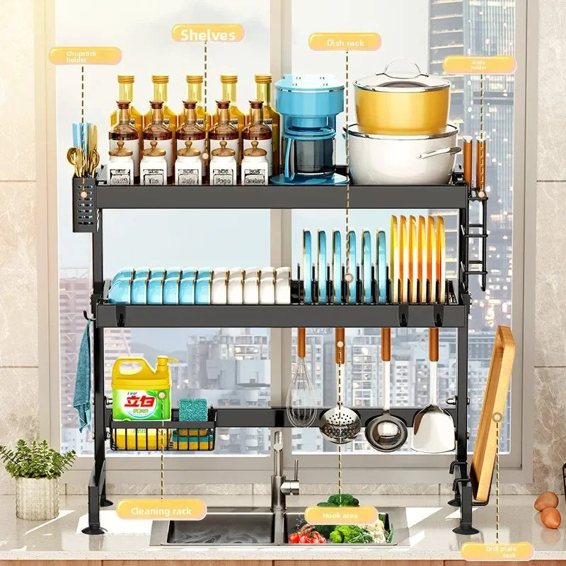 Kitchen Sink Shelf Multifunctional Dish Rack Drain Rack Countertop Dish Rack Storage Rack Sink Storage Oasis Select
