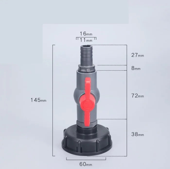 Ton Drum Accessories Valve Conversion Joints PVC Ball Valves Water Supply Pipe Sockets Hose Switches 4/ 6 Points 1-inch 2-inch Oasis Select 16mm