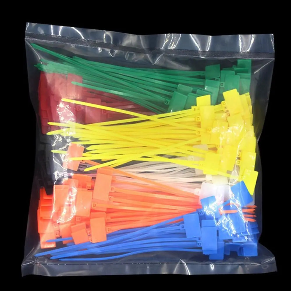 100pcs Plastic Loop Ties Markers Cable Easy Mark Nylon Cable Ties Tag Labels Tag Self-locking Zip Ties Oasis Select