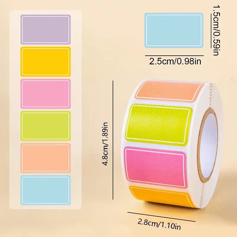 500-Piece Roll Waterproof Color-Coded Index Tabs - Vibrant Durable Sticky Labels for Organizing, Personalized Name Tags Oasis Select 500pcs