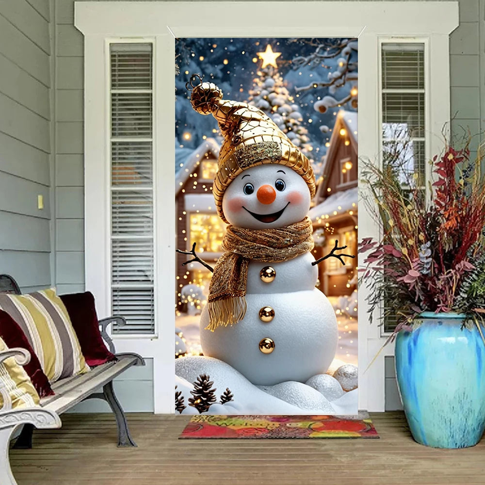 Snowman Christmas Door Banner - Festive front door cover, polyester festive decorations for indoor and outdoor use Oasis Select