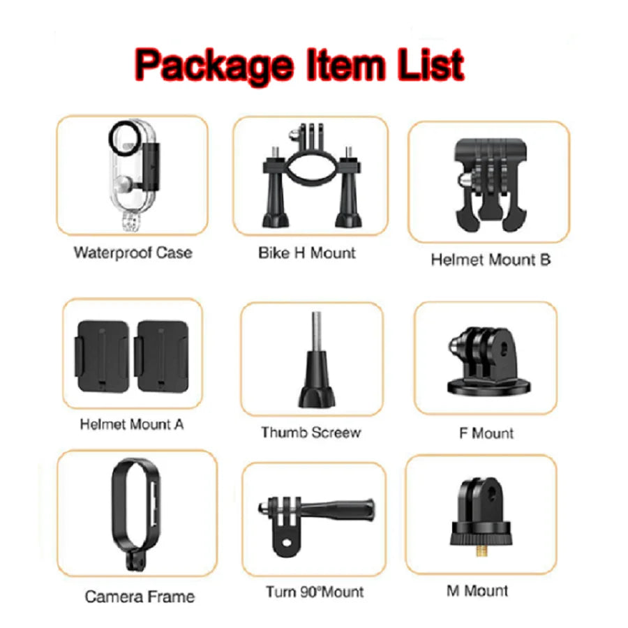 H88 Action Camera Accessories – Mounts, Buckles & Waterproof Case