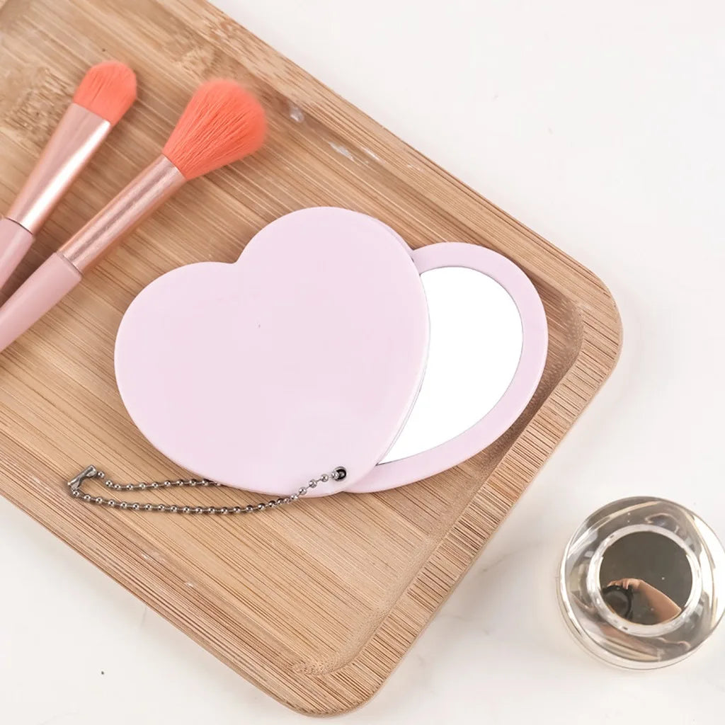 Heart Shaped Compact Makeup Mirror – Double-Sided Pocket Mirror