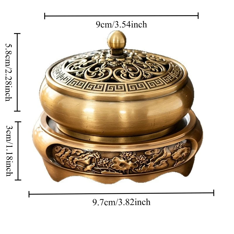 Zen Pond Moonstyle Incense Burner Golden Lotus Flat Base Censer Home Indoor Aromatherapy Holder for Sandalwood & Incense Sticks Oasis Select Incense burner