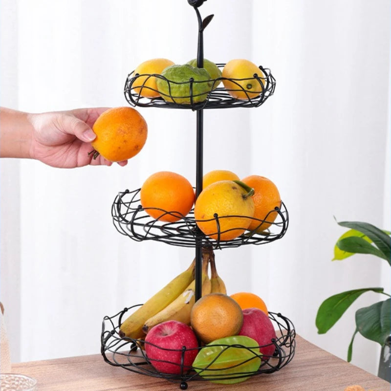 Creative Fruit Plate Multi-layer Fruit Plate Wrought Iron Candy Snack Shelf Vegetable Storage Basket Living Room Fruit Basket Oasis Select