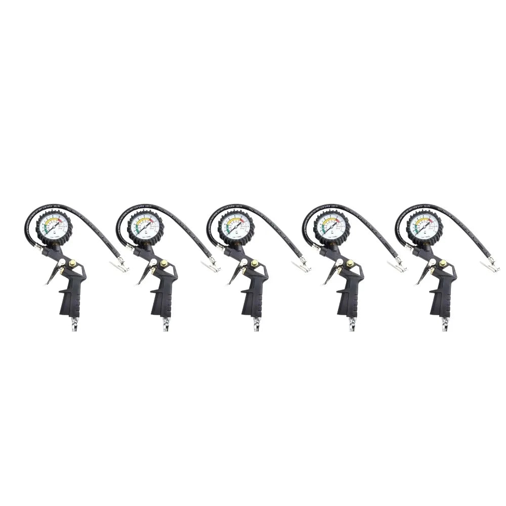 220Psi Auto Tire Pressure Gauge Pressure Gun Type For Air Compressor Car SUV Motorcycle Inflator Pump Tire Repair Tool Oasis Select Black-5pcs