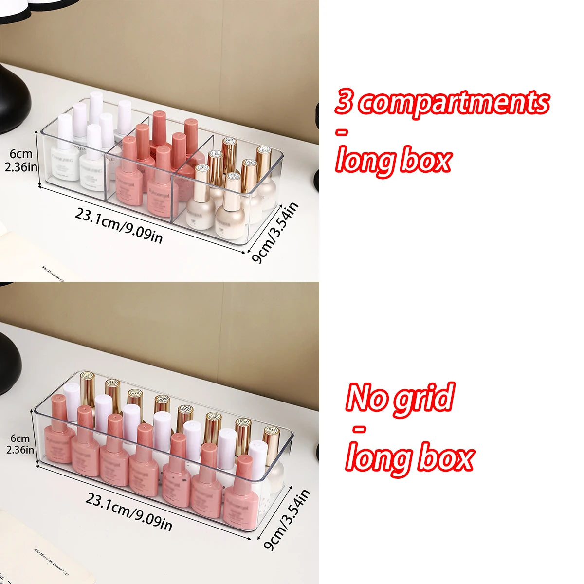 1pc acrylic three grid/space nail polish storage box nail polish display organizer dresser nail shop storage device Oasis Select
