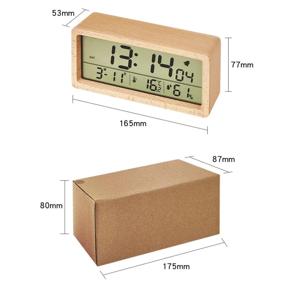Stylish Multifunctional Wooden Alarm Clock Alarm Clock Serves Multiple Purposes Customizable Alarm Settings Humidity Monitoring Oasis Select