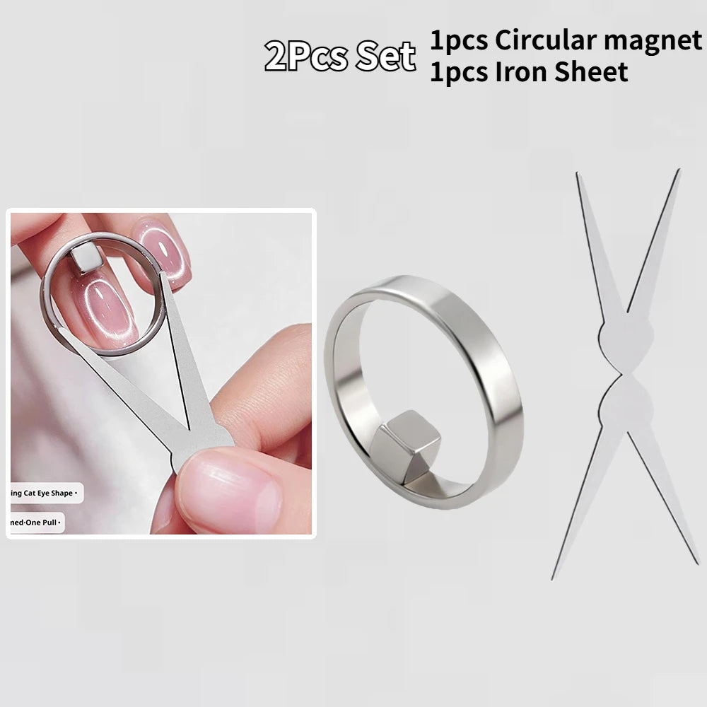 Hollow Black Hole Cat Eye Magnet Ring DIY Cat Eye Nail Art Effect Strong Magnetic Tool for Magnetic Gel Polish Manicure Tools Oasis Select 02 Set