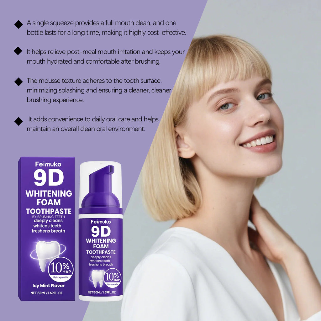 FEIMUKO 9D Whitening Mousse Toothpaste – Plaque & Stain Removal Whitening Mousse Toothpaste Oasis Select