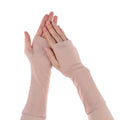 Summer Cycling Solid Mittens Arm Cool Fingerless Sunscreen Protection Half Finger Sleeves Long Gloves Oasis Select khaki-24cm