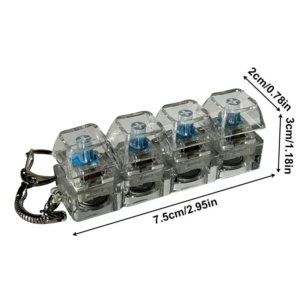 4Keys LED Keyboard Key Chain Fidget Toy for Adults Fidget Clicker Keychains Stress Relief Gadget Interesting Pendant Keychain Oasis Select 1PC