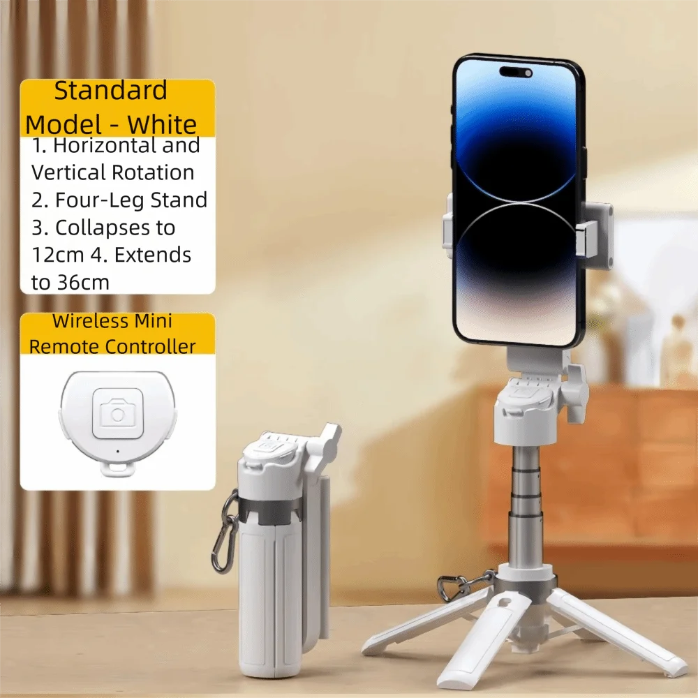 Portable Handheld Telescopic Selfie Stick Adjustable Extension Pole Bluetooth Selfie Stick Extendable Lightweight Oasis Select White