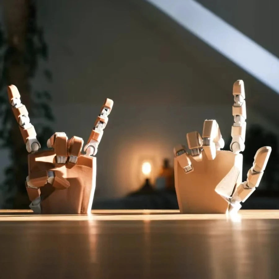 3D Printed Articulated Robot Hand Figurine Flexible Joint Mechanical Hand Desk Decor Stress Relief Fidget Multi-Poseable Design Oasis Select