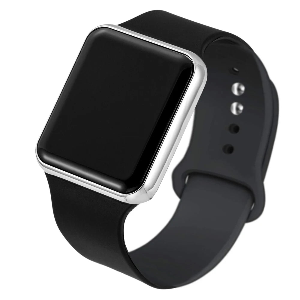 TINUORA Square LED Digital Watch – Unisex Casual Sports Wristwatch LED Digital Watch Oasis Select Black Silver