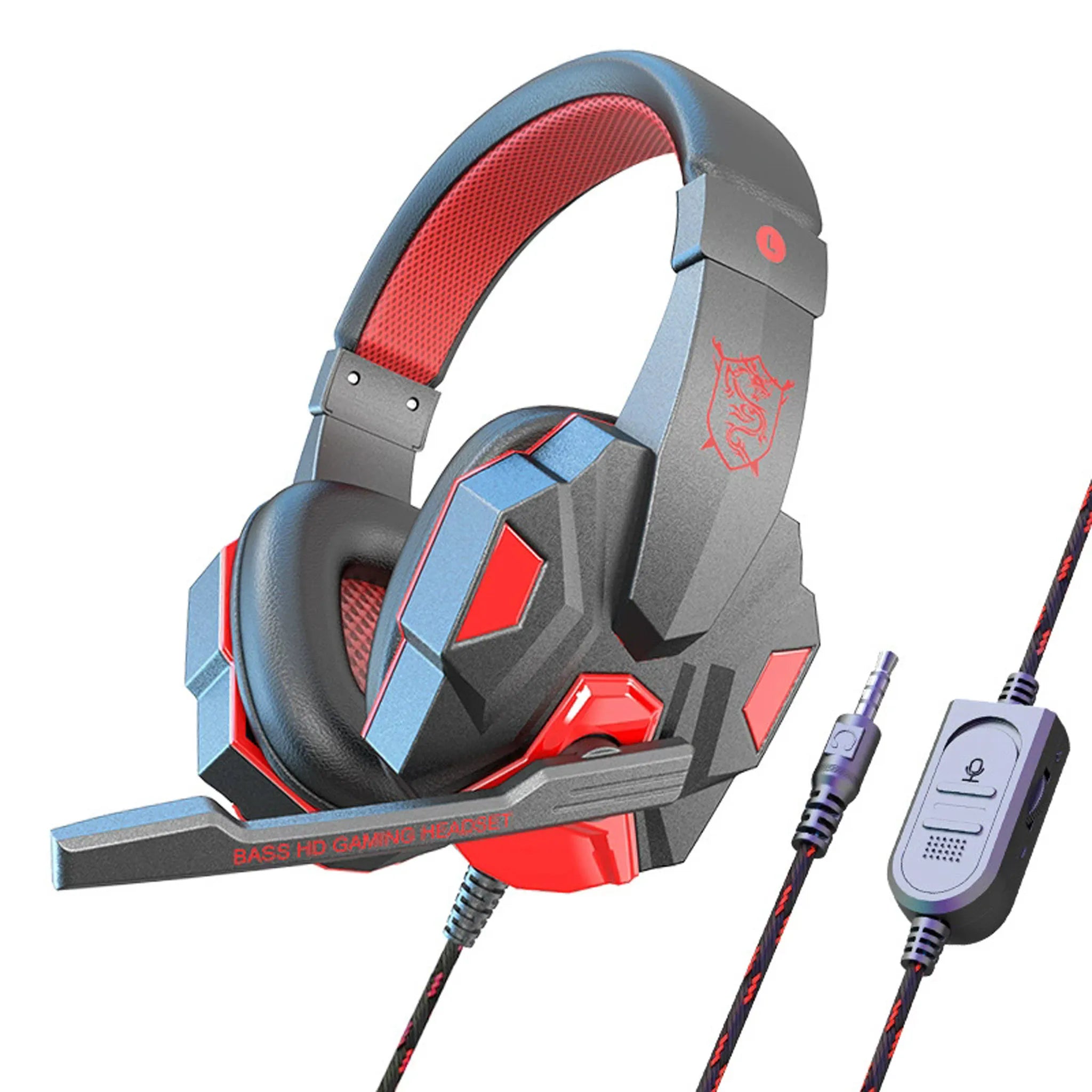 New Upgrade Wired Headset Gamer with Mic Noise Cancelling Headphones For PC Computer Laptop PS4 PS5 Nintendo Tablet Earphones Oasis Select Black-Red
