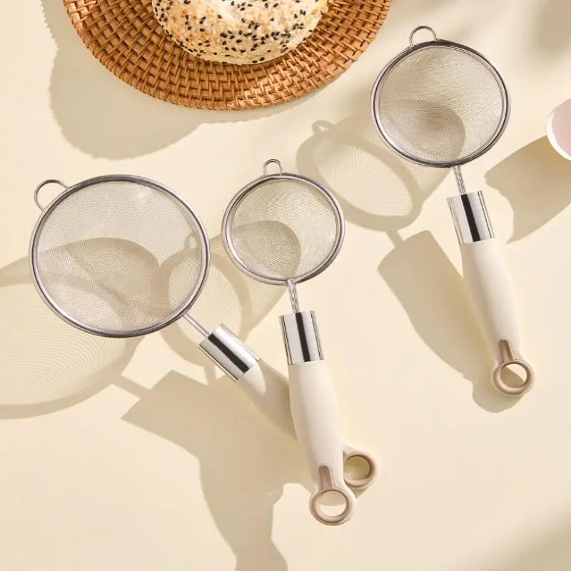 Stainless Steel Mesh Filter Spoon with Plastic Handle Juice Soybean Milk Strainer Flour Sieve Colander Kitchen Baking Utensil Oasis Select