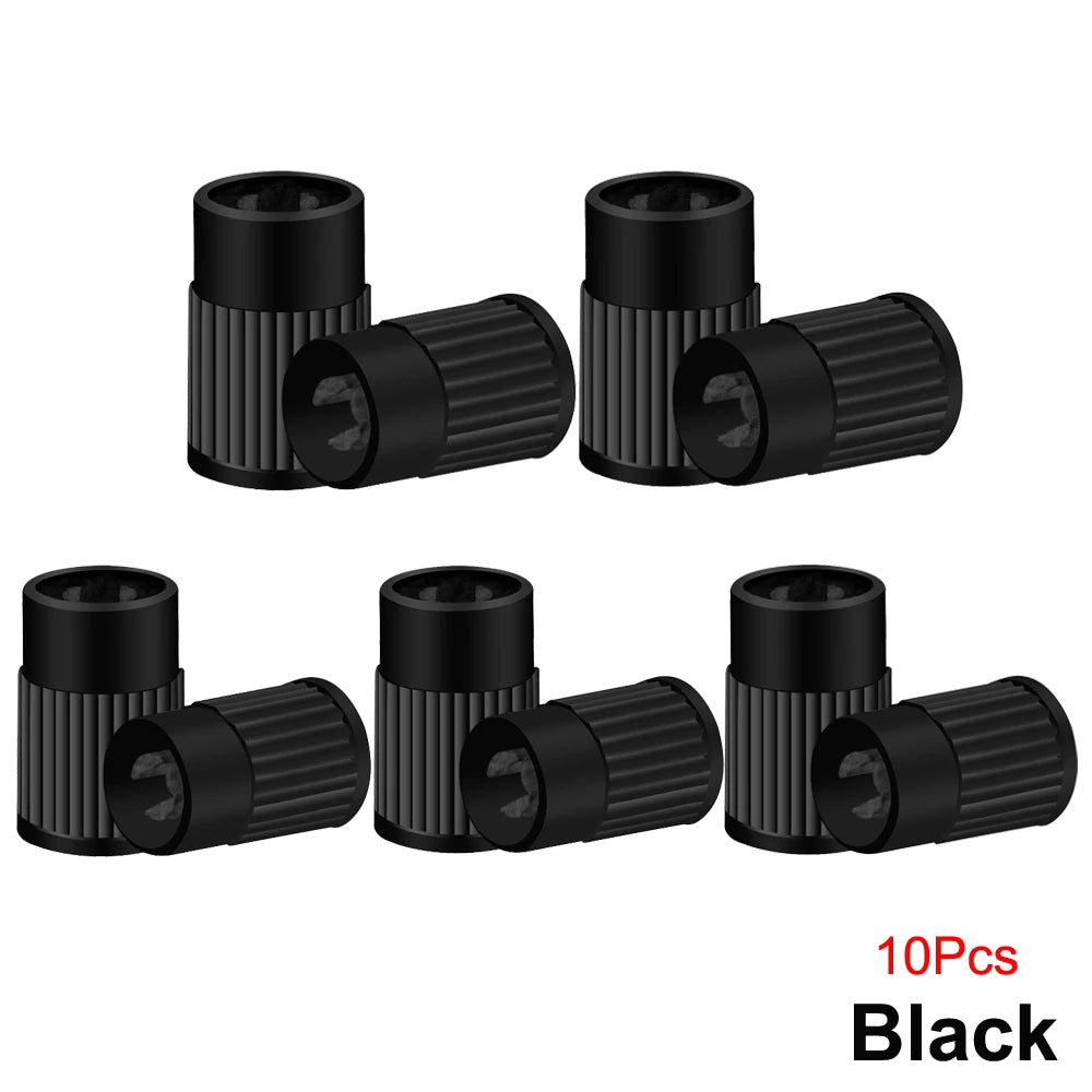 Tire Stem Valve Caps with Valve Core Remover Tool Plastic Dust Caps Universal for Cars, Bike and Bicycle, Trucks, Motorcycles Oasis Select Black-10Pcs