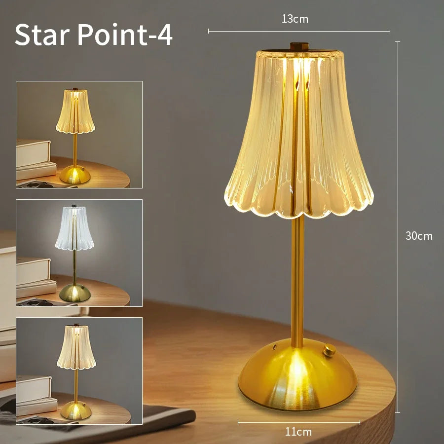 Rechargeable Crystal LED Table Lamp Touch Sensor Desk Light 3 Color Dimmable For Bedroom Bar Hotel Atmosphere Room Decor Lightin Oasis Select Type D
