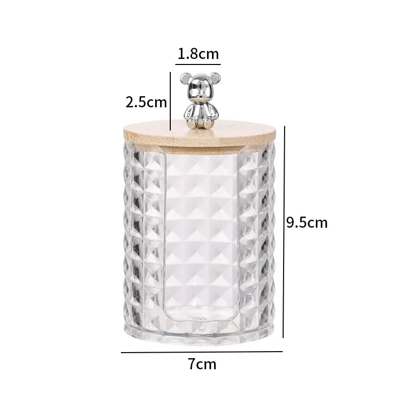 Acrylic storage box, home desktop bear-shaped storage container, premium portable transparent desktop organiser Oasis Select silver C