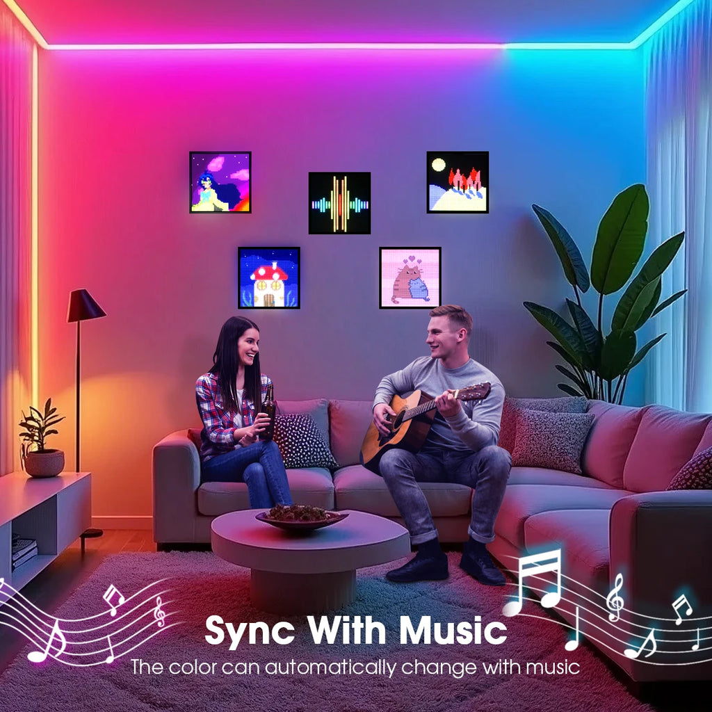 64x64 Pixel LED Screen Smart RGB USB ED Pixel Display Frame 16x16 32x32 DIY Graffiti Patterns Text for Gaming Room Decor Clock Oasis Select