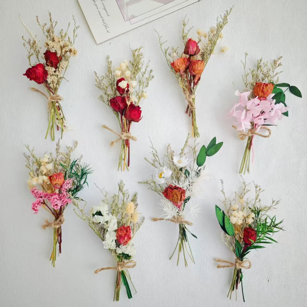 Dried Flower Mini Bouquet Bridal Bridesmaid Wedding Boutonniere Gift Box Decor DIY Material Kit Home Decor Oasis Select