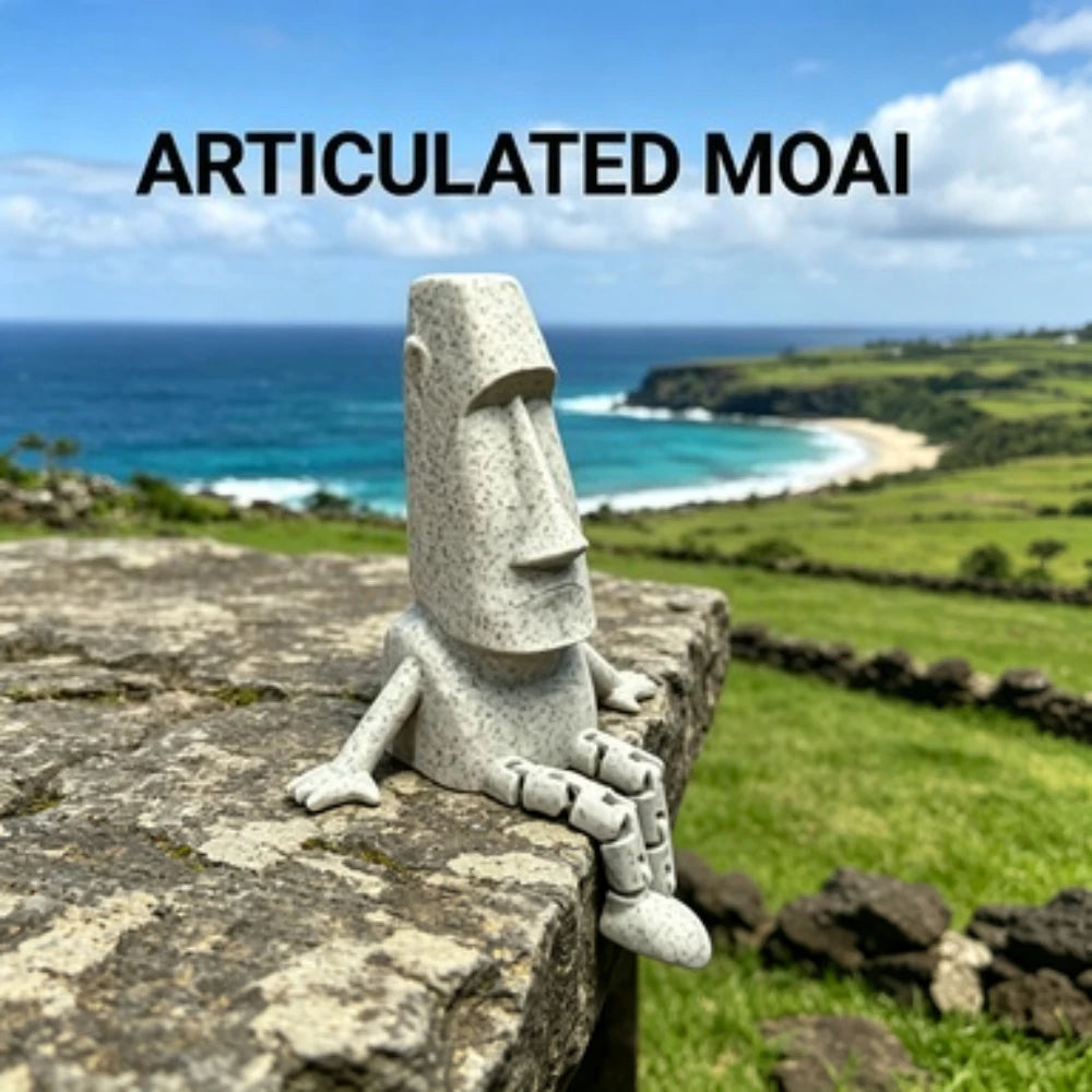 3D Printed Articulated Statue Easter Island Activity Joint Doll Fun Desktop Decoration Home Office Decoration Unique Ornament Oasis Select