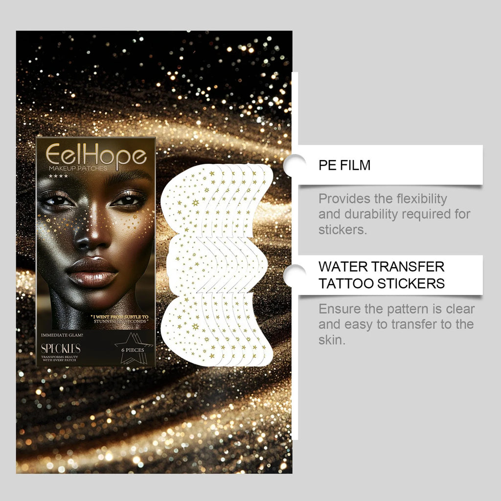 Facial Spot Glitter Sticker Fake Freckle Metallic Golden Irregular