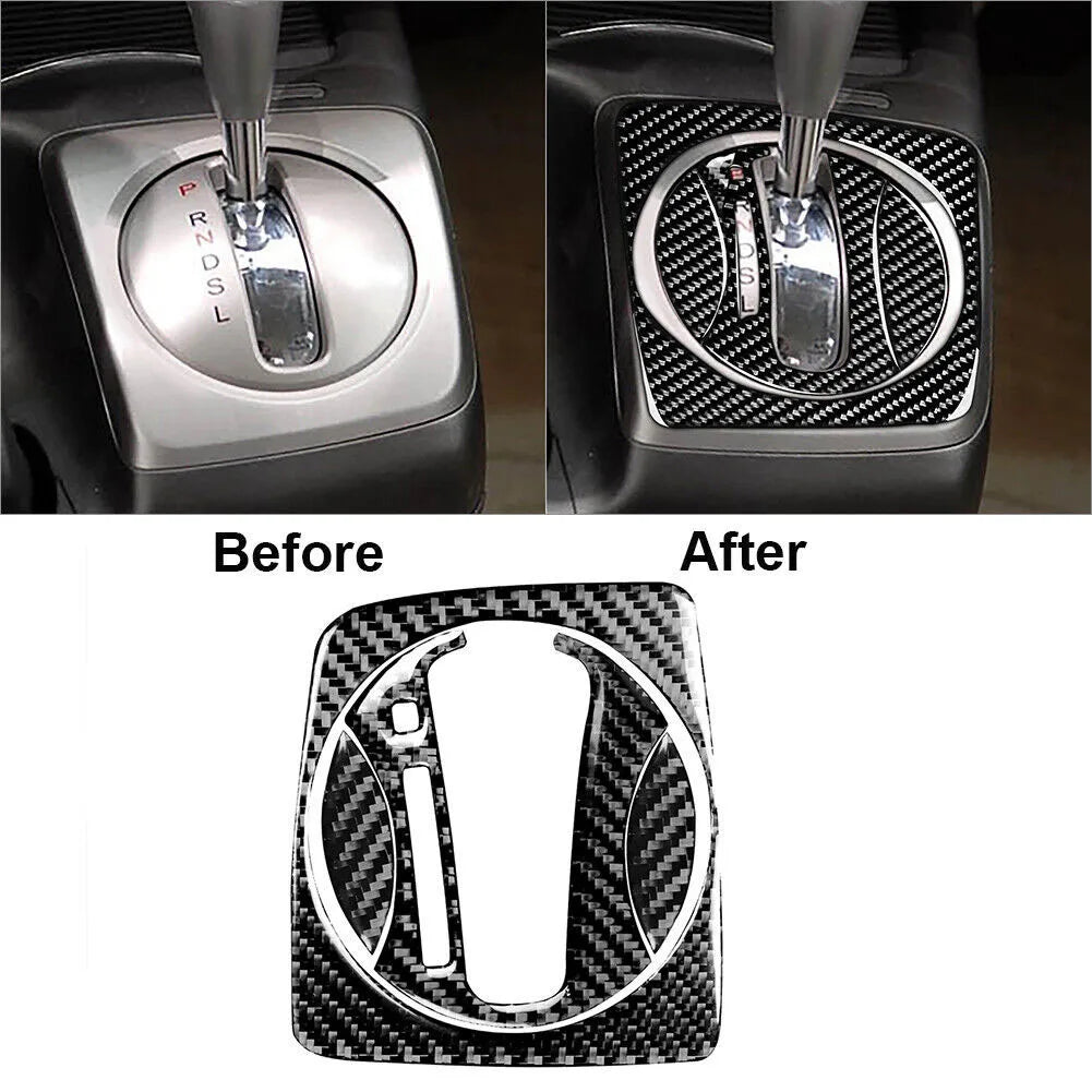 4 Pieces Carbon Fiber Gear Shift Panel Trim Covers for For honda Civic 8th 2006 2011 Auto Interior Decorative Set Oasis Select