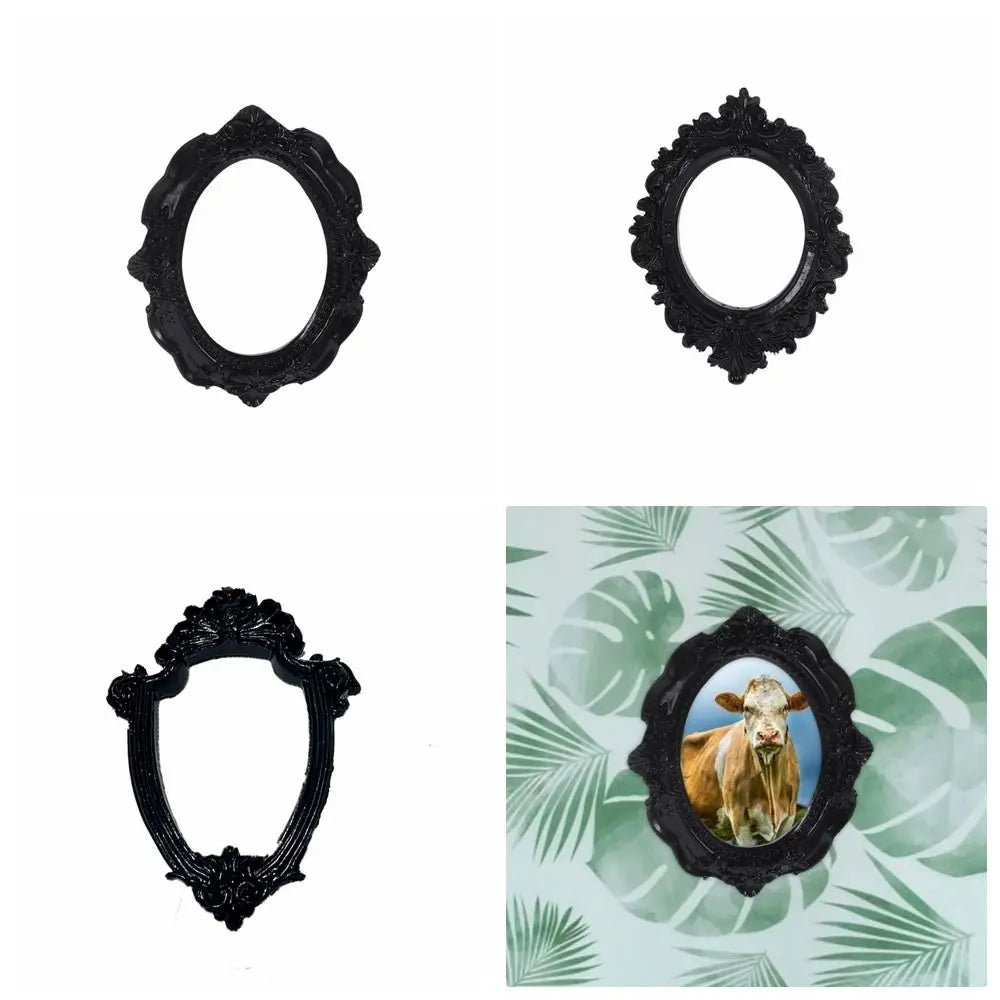 Black Oval Vintage Resin Picture Frame | Mini Wall & Desk Decor Decorative Picture Frame Oasis Select