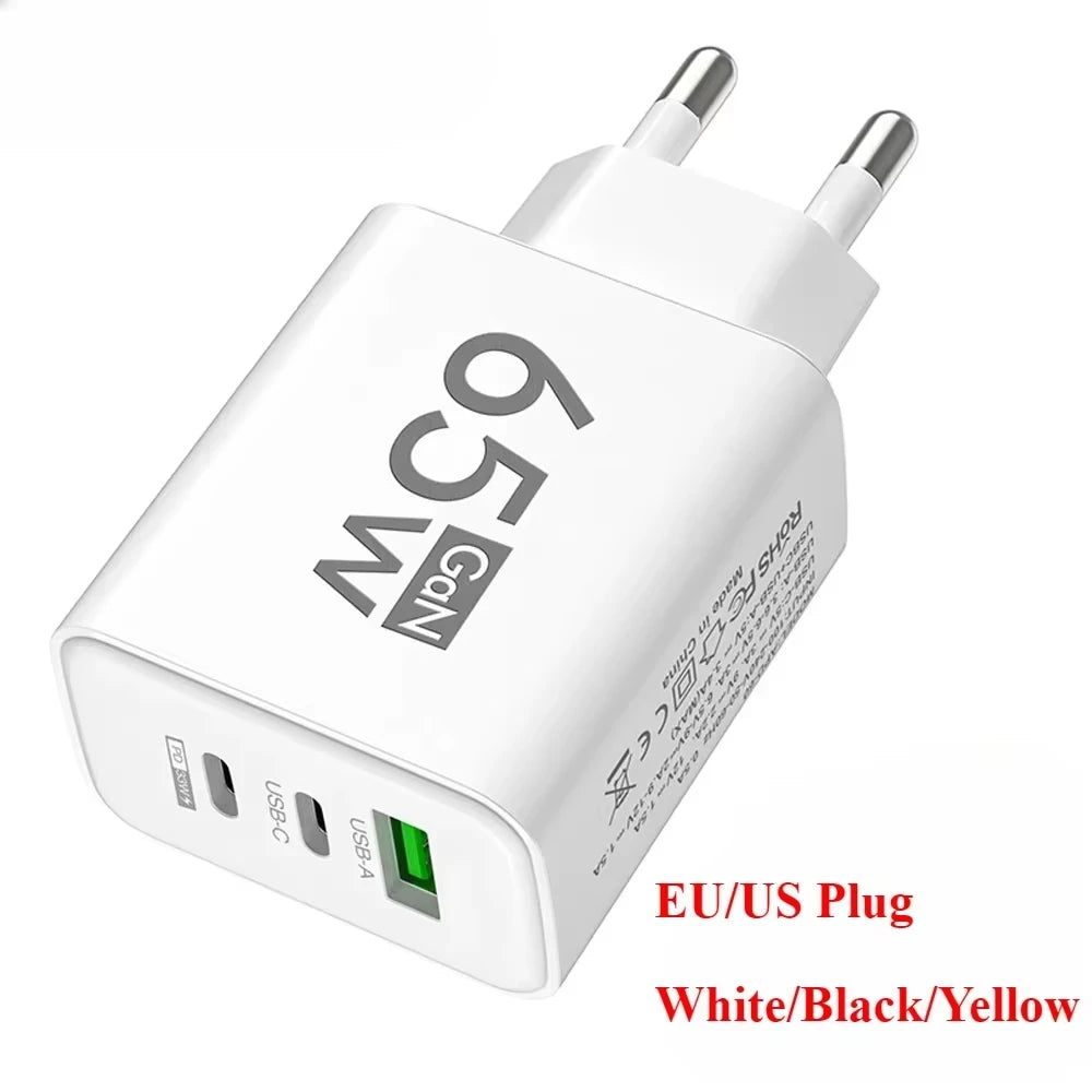 Total 65W USB GaN Charger Quick Charge Mobile Phone Adapter For iPhone Samsung Xiaomi Huawei QC3.0 USB Type C Wall Quick Charger Oasis Select