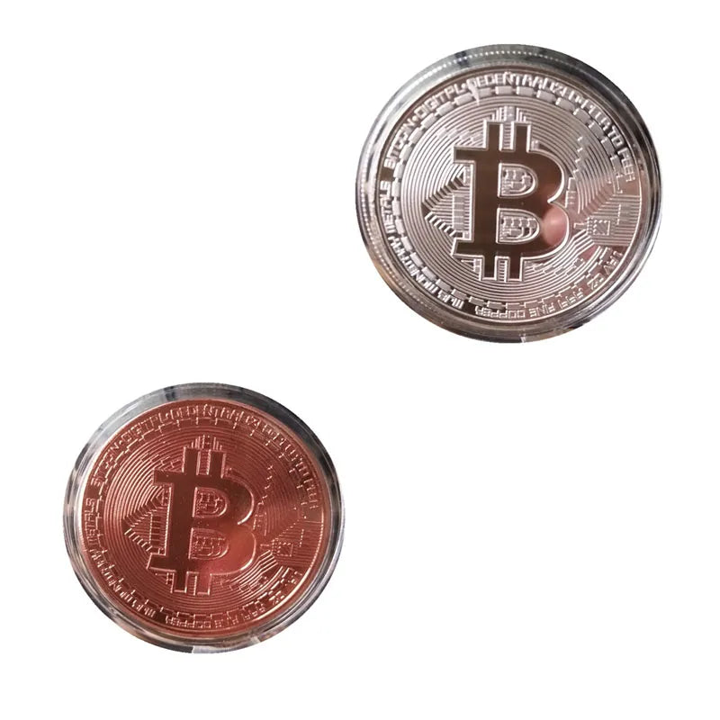 1/2/3/4pcs Gold Plated Coin Art Collection Gold Plated Physical Bitcoins Bitcoin Gift Physical Metal Antique Imitation Coins Oasis Select 2pcs Mixed 2