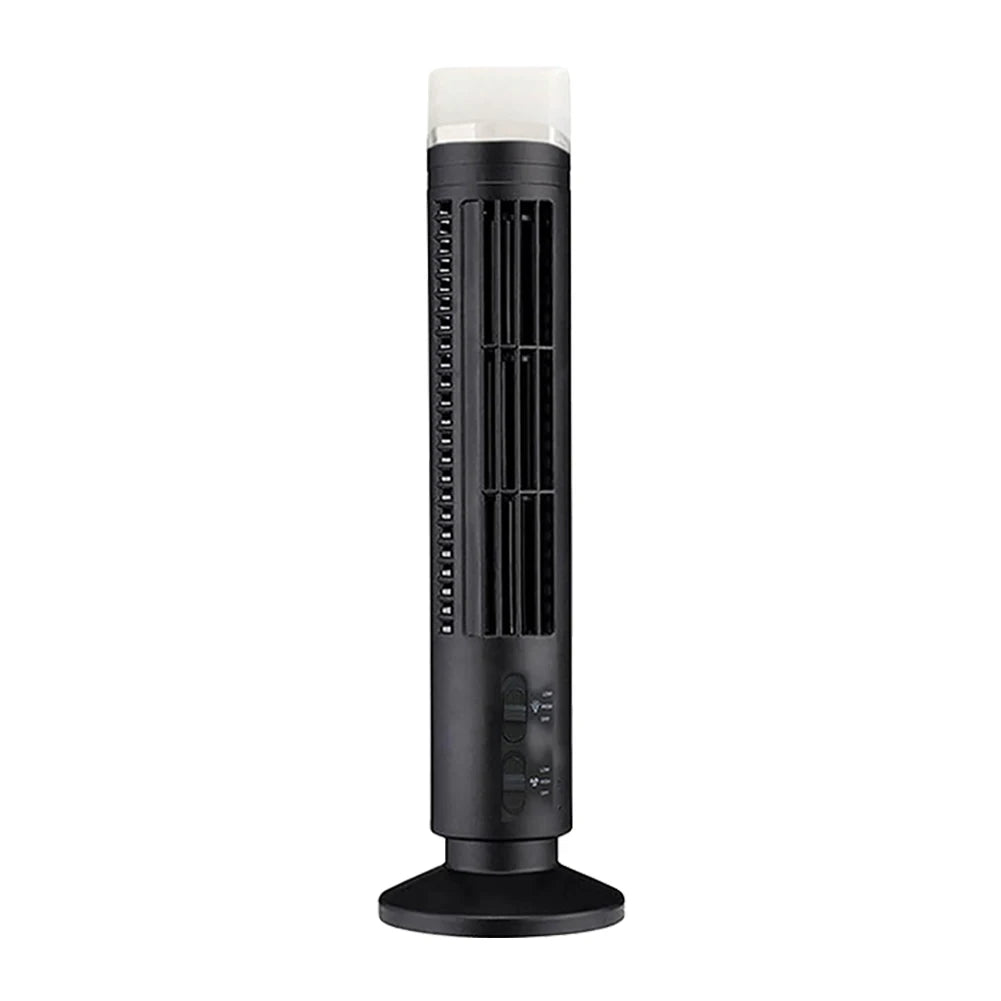 Mini Bladeless USB Tower Fan – 2-Speed Portable Vertical Fan Bladeless Tower Fan Oasis Select Black with Light United States