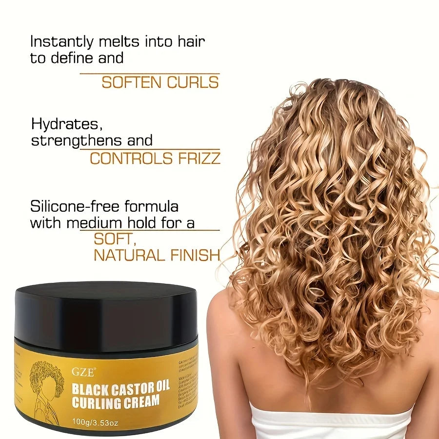 GZE Black Castor Oil Curl Defining Cream – Anti-Frizz 100g