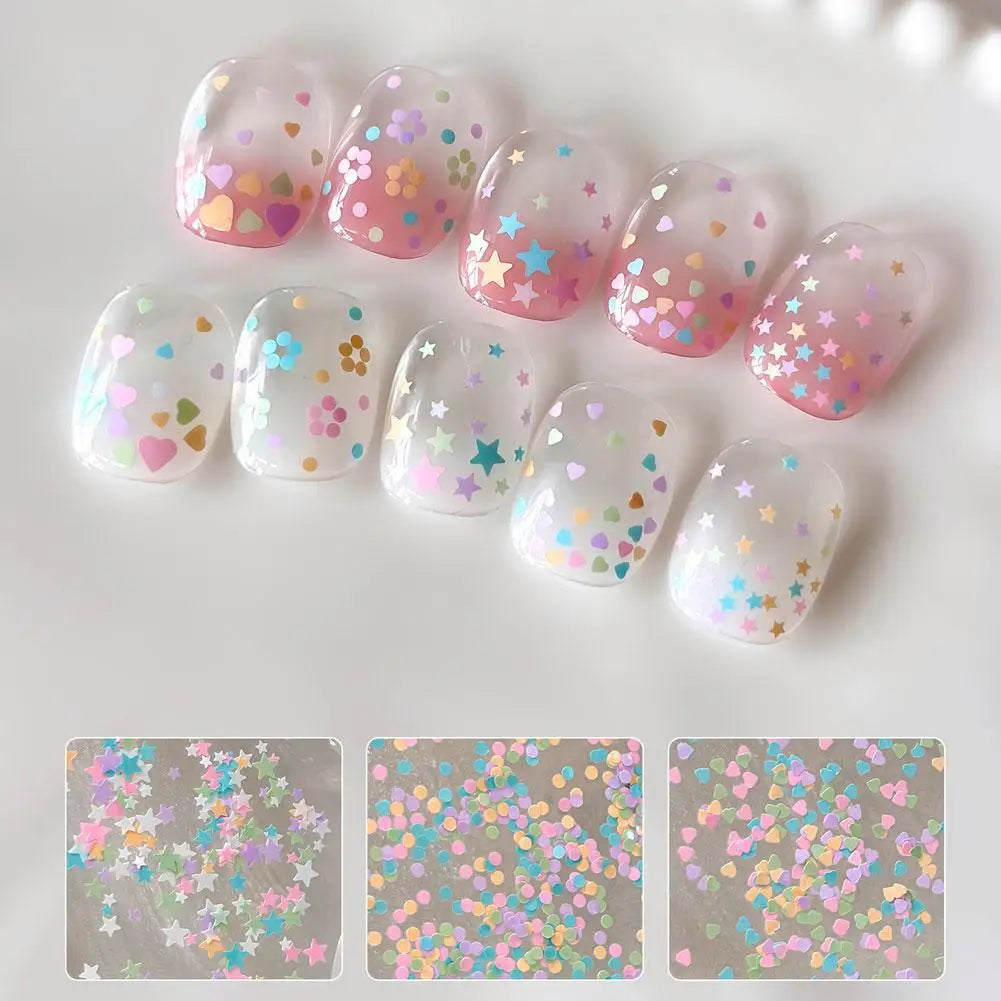 Heart & Star Nail Glitter Sequins – Colorful Manicure Decor Nail Art Sequins Oasis Select