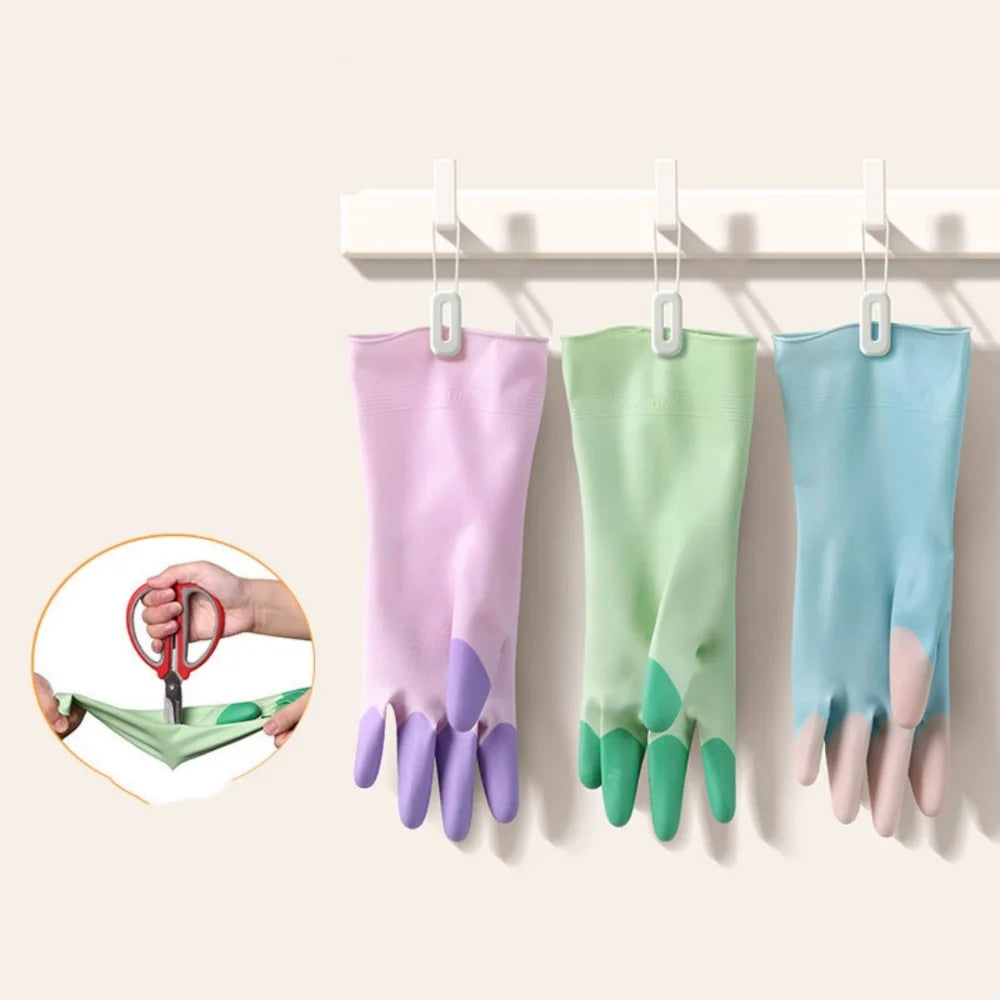 Household Dishwashing Gloves Women Washing Clothes Waterproof Wear Resistant Rubber Gloves Kitchen Cleaning Tools Tools Oasis Select