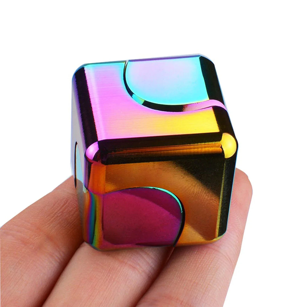 Metal Cube Spinner Fidget Toy Fingertips 3D Puzzle Gyro Gear Sensory Anti Stress Relief Educational Games for Kids Adults Oasis Select