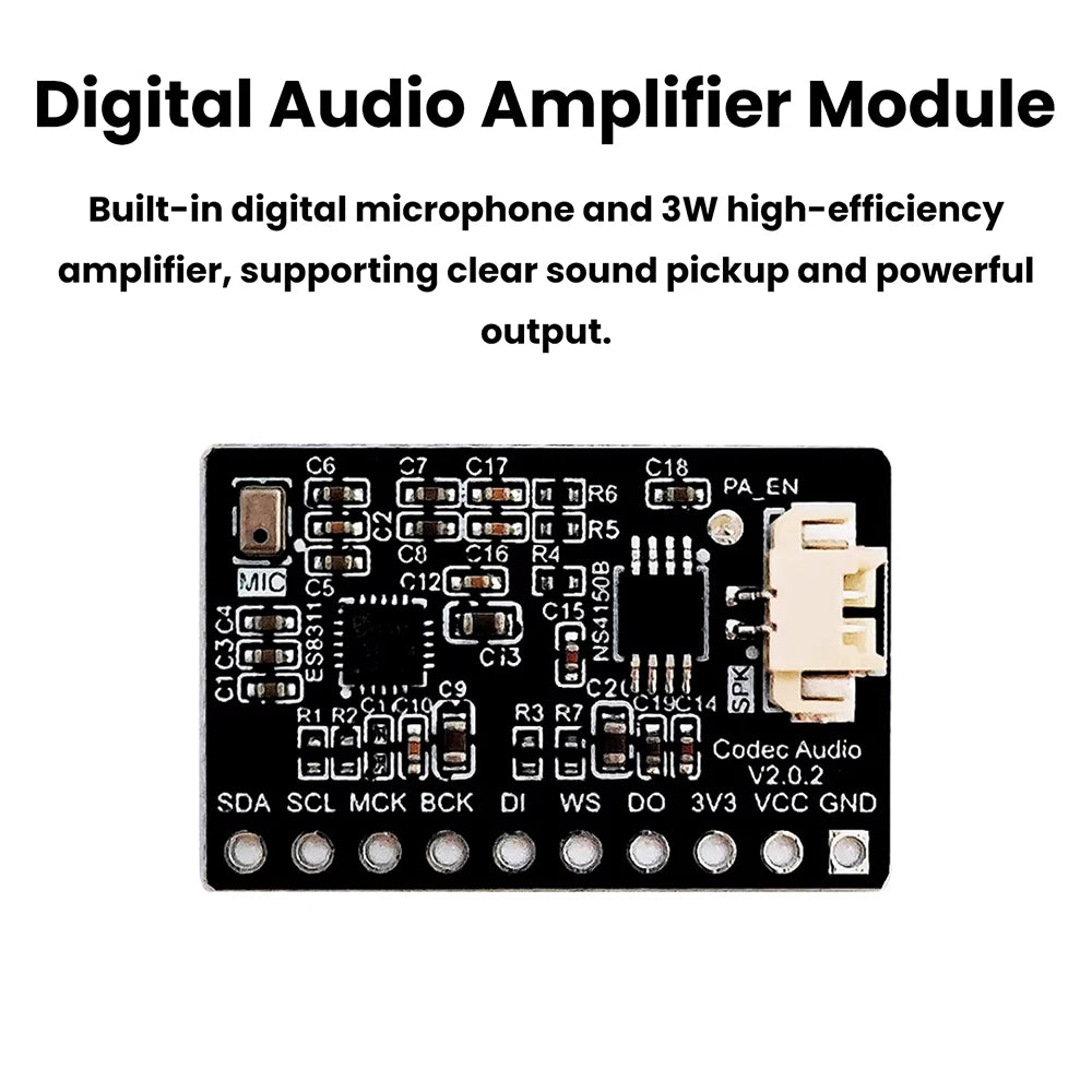ES8311+NS4150B Audio Module Digital Amplifier with Built-in Mic Compact Design Compatible ESP32-C3/S3 Development Boards Oasis Select