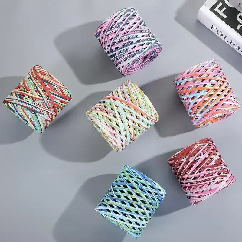 Natural Raffia Straw Yarn 200M Roll For Knitting Crocheting Paper Threads DIY Handmade Summer Sunhat Beach Bag Material Oasis Select