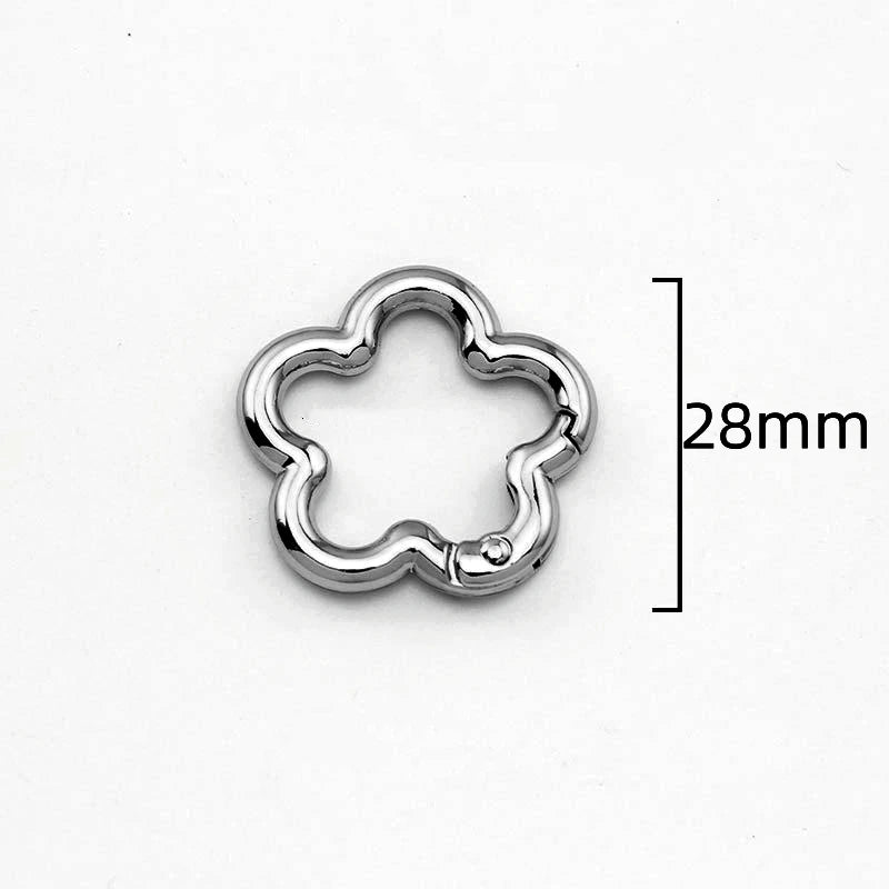 5pcs Metal Flower Shape Keychain Clasp Swivel Snap Key Chain Bulk Blossom Spring Snap Lobster Claw Hook for Keyring Craft DIY Oasis Select Gun Black 28mm