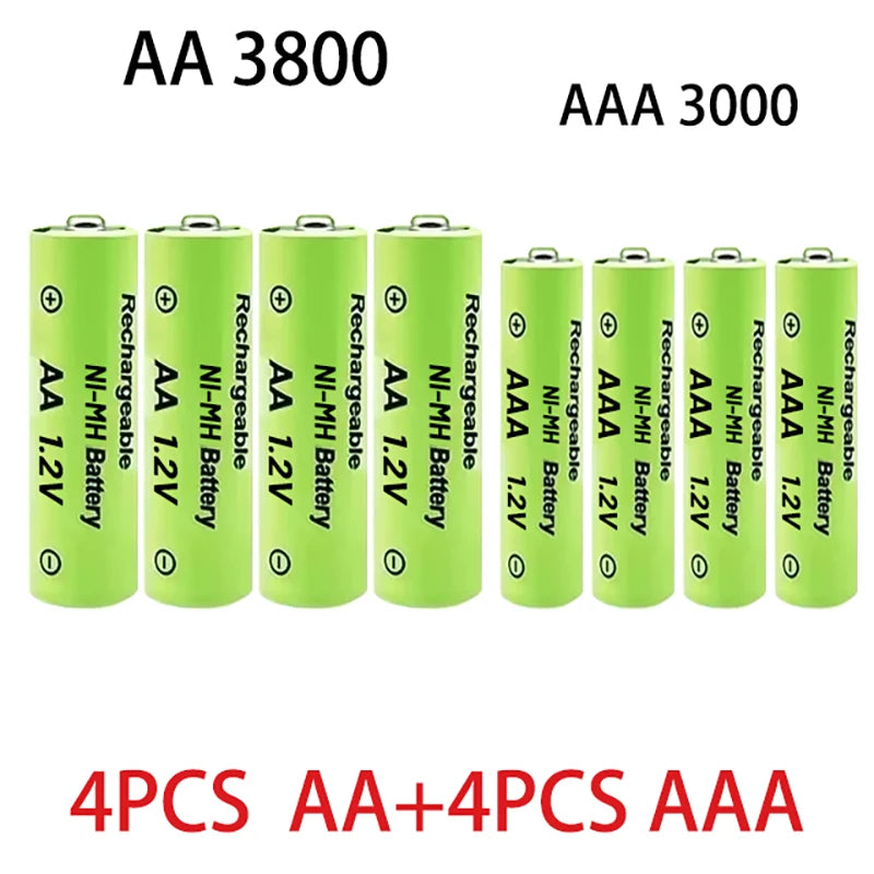 1.2V AA + AAA NI MH Rechargeable AA Battery AAA Alkaline 3000-3800mah For Torch Toys Clock MP3 Player Replace Ni-Mh Battery Oasis Select 4AA4AAA