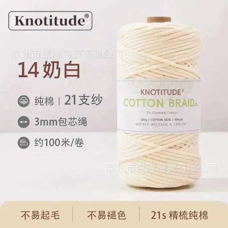 Macrame Braid Cotton Cord 109Yards Pure Rope Bracelet Knots DIY Craft